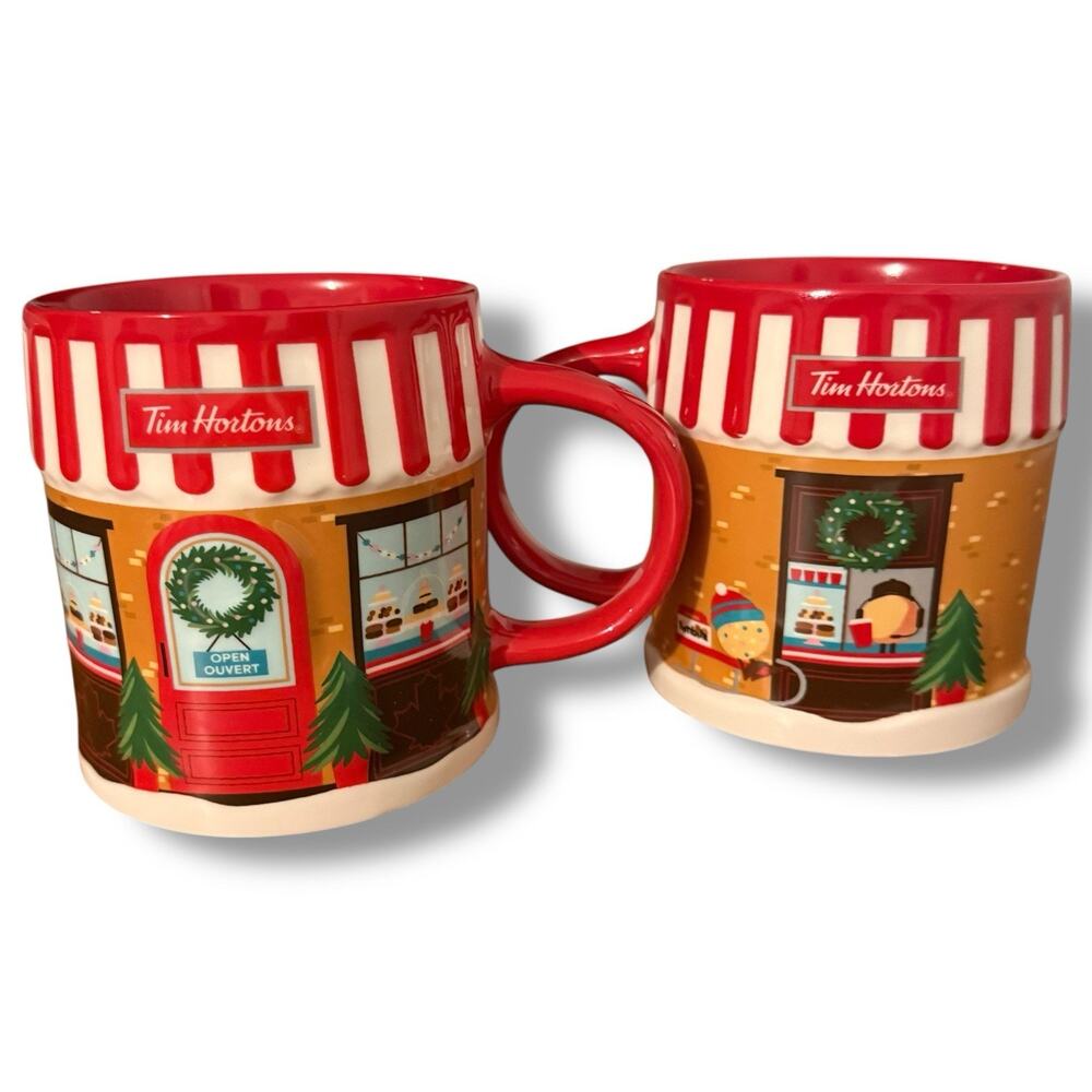 2 Tim Horton’s 2024 Limited Edition Christmas Coffee Mugs Store Replica Canada